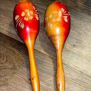 Handcrafted Floral Wooden Maracas